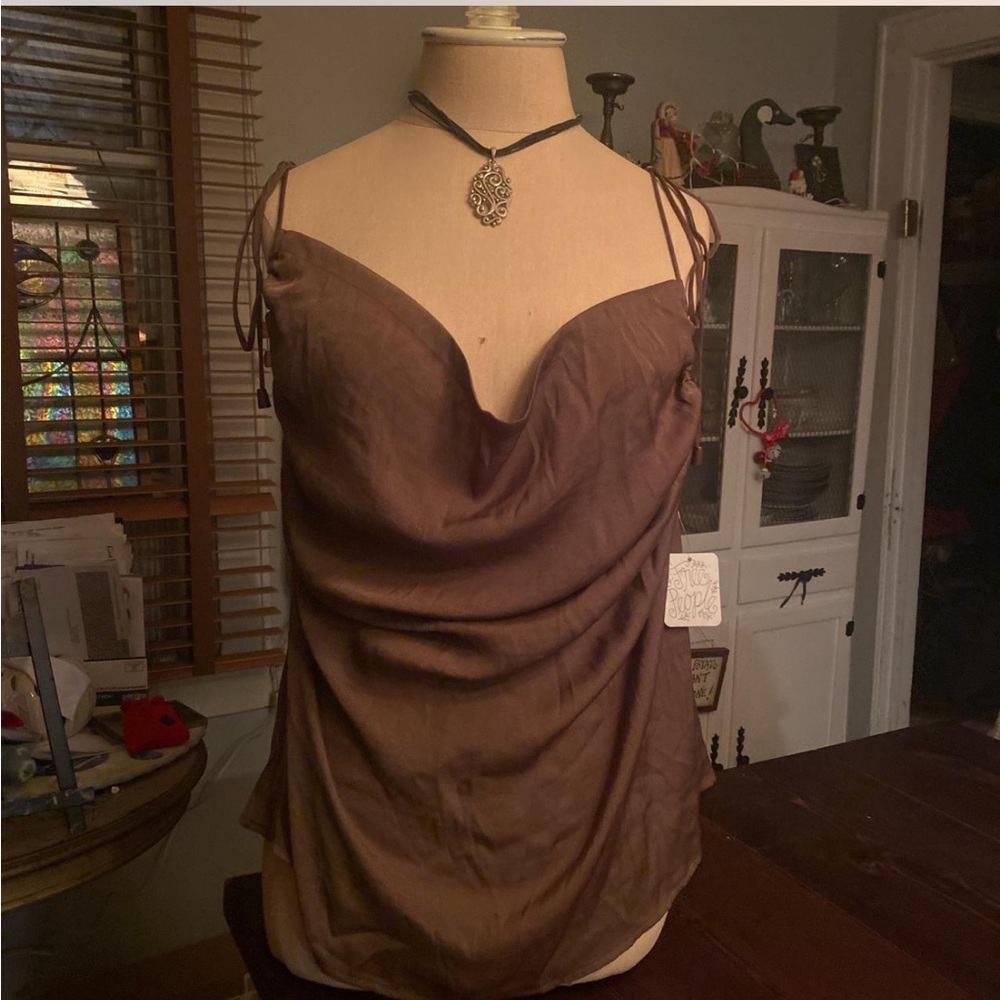 Free People Brown Draped Tank Top